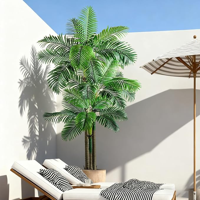 Large Artificial Palm Tree Big Faux Tropical Trees Indoor Outdoor Realistic Floor Plants Tall Fake Plant for Home Living Room Office Decor Porch Outside Patio arboles para Modern Farmhouse decoracion