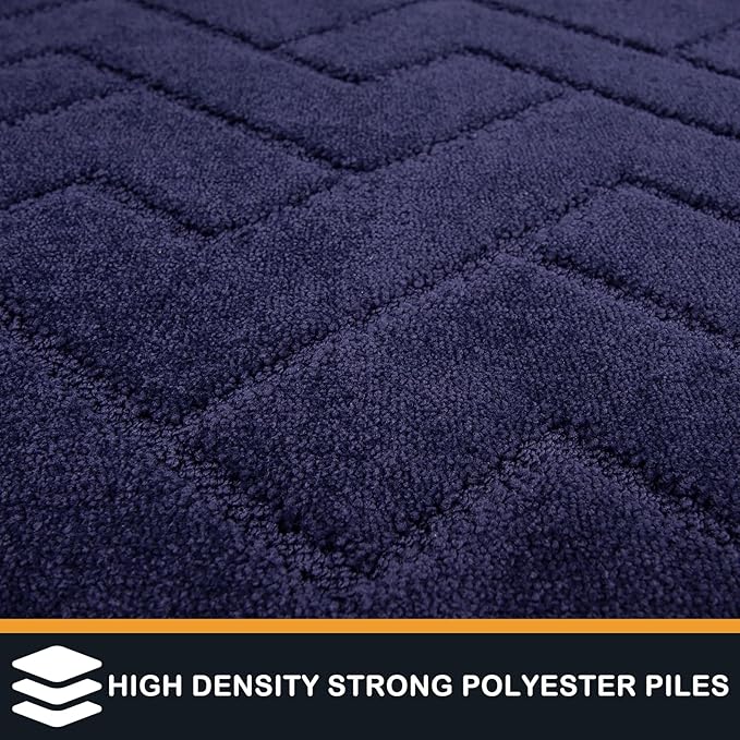 PURRUGS Easy Care Area Rug 6ft x 9ft, Non-Slip Machine Washable Entry Rug, Stain Resistant Accent Rug for Hallway, Bedroom, Living Room and Mudroom, Midnight Blue