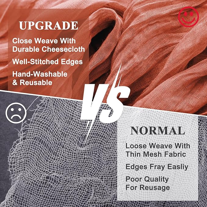 Wokceer Cheesecloth Table Runner Fall 3Pack 10FT Terracotta Cheese Cloth Table Runner Boho Gauze for Party Thanksgiving Long Rustic Sheer Runners for Baby Bridal Shower Wedding Easter
