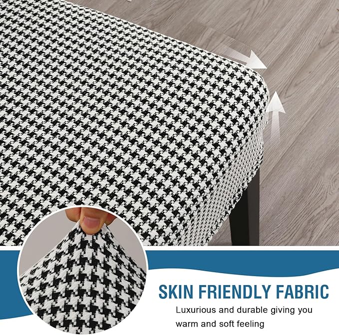 H.VERSAILTEX Chair Covers for Dining Chairs Stretch Classic Black and White Houndstooth Dining Chair Covers, 4-Pack, Extra Thick Soft Durable Parson Chair Slipcover Washable Kitchen Chair Cover