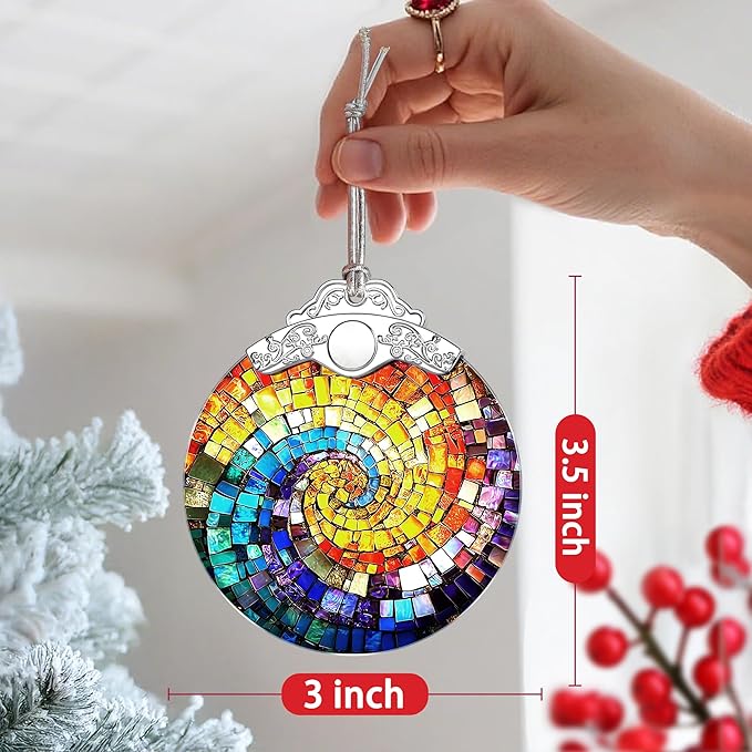 Christmas Ornament, Christmas Decoration, Stained Glass Ornament, Heirloom Keepsakes, Holiday Ornaments, Holiday Presents, Unique Xmas Gifts, Gift Exchange Ornaments, Gift Idea - Rainbow Spiral