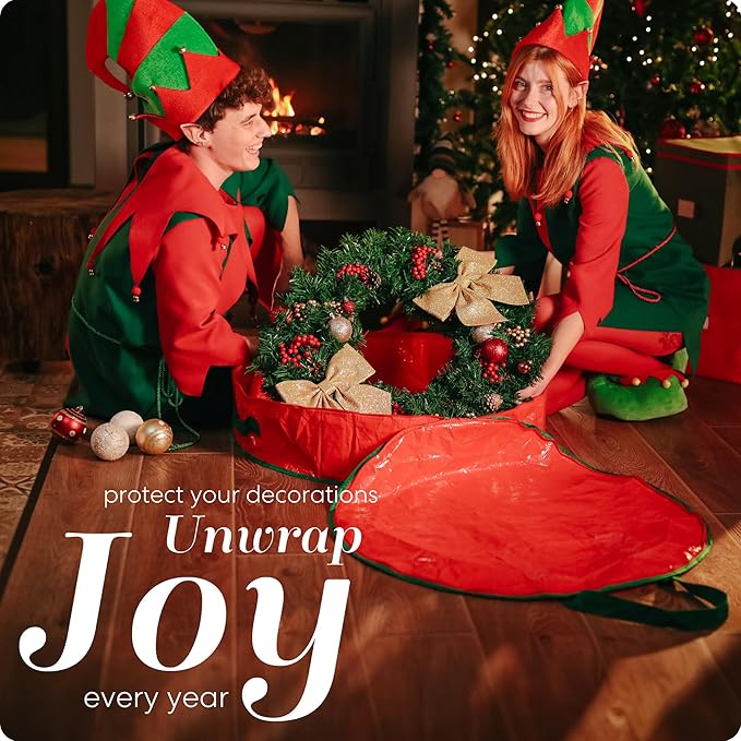 Handy Laundry Christmas Wreath Storage Bag - 2-PACK Durable, Tarp Material, Zipper, Sturdy Carry Handle, Dust, Pest Protection - Ideal Home, Garage Organization for Holiday Wreath Decoration (30")
