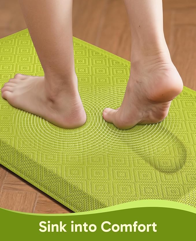 Ophanie Kitchen mats for Floor, 3/4 inch Thick, Kitchen Rugs, 20''x39'' Anti Fatigue Standing Cushioned Mat, Waterproof,Comfort Ergonomic mat for Office, Home, Sink, Green Non-Slip Bottom