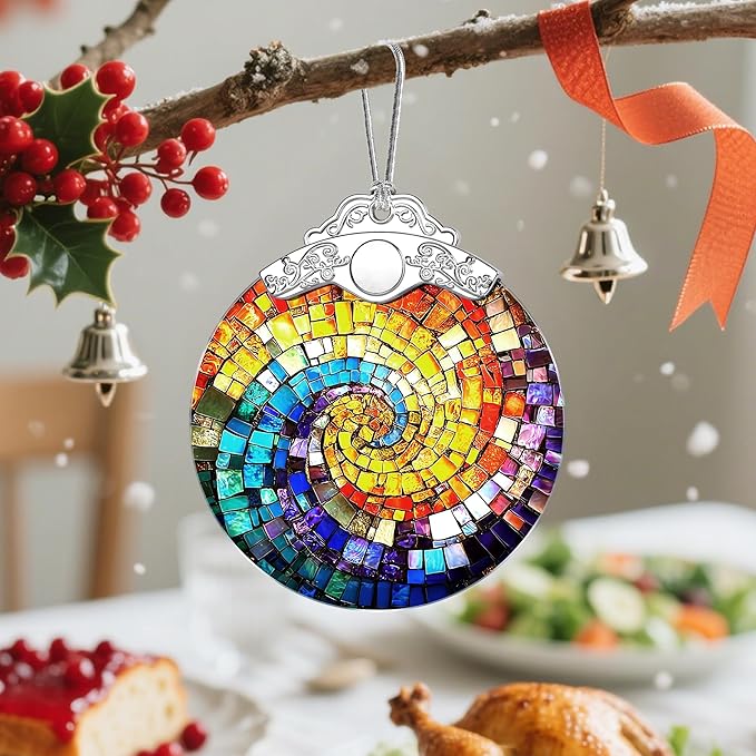 Christmas Ornament, Christmas Decoration, Stained Glass Ornament, Heirloom Keepsakes, Holiday Ornaments, Holiday Presents, Unique Xmas Gifts, Gift Exchange Ornaments, Gift Idea - Rainbow Spiral
