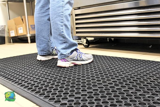 Envelor Anti Fatigue Mat 2 Pack Rubber Floor Mats Door Mat Non Slip Drainage Mat for Entryway, Kitchen, Restaurant, Garage, Heavy Duty Use Doormat, Commercial Floor Mat Industrial 24 x 36 Inches