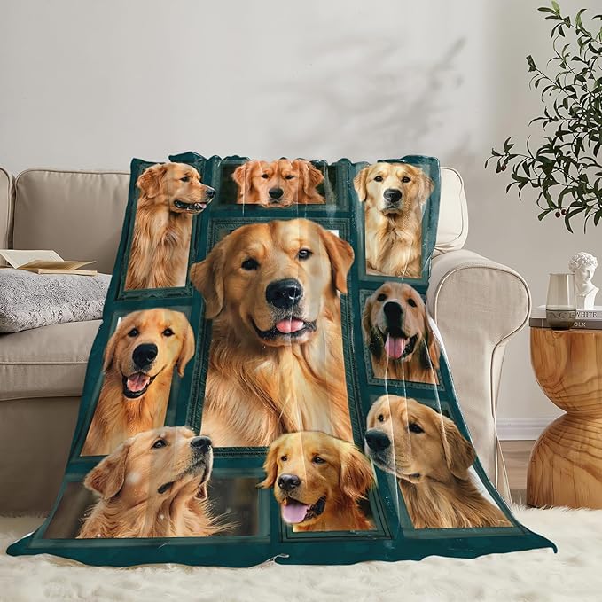 Tijuboni Golden Retriever Throw Blanket Dog Gifts for Girls Boys Women Men Kids Adults Soft Flannel Fleece Blanket for Couch Sofa Bed Home Decor 40"x50"