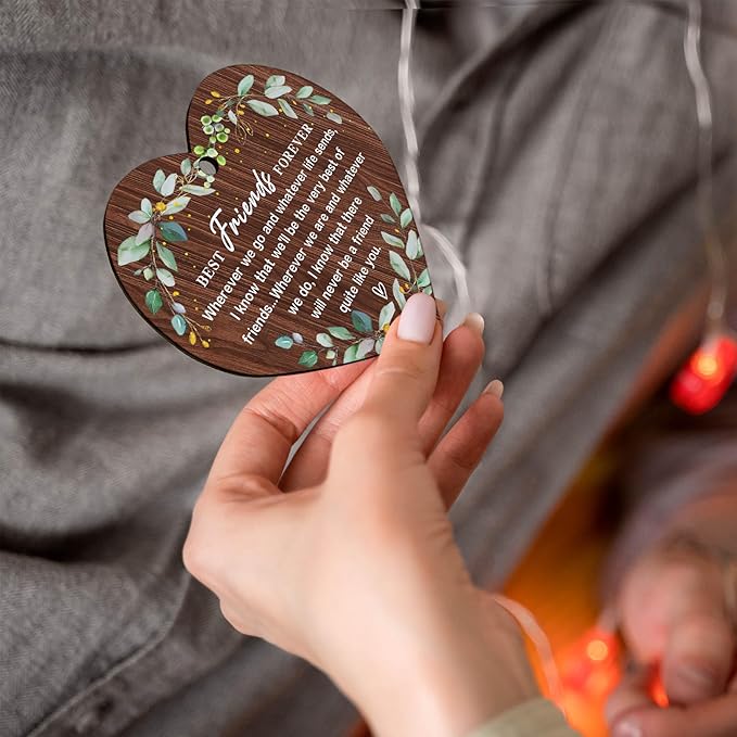 SIABERTERL MDF Christmas Ornaments Best Friend Ornament 2025 Edition Friendship Forever BFF Tree Ornament Ceramic Keepsake with Double-Sided Printing and Ribbon Gift Box Packaging with Greeting Card