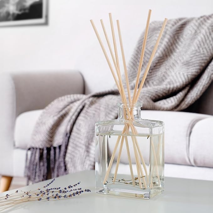 Urban Naturals Pumpkin Brulee Scented Sticks Reed Diffuser Oil Set – Fall Pumpkin Pie, Nutmeg & French Vanilla – Sleek Rectangular Refillable Glass Bottle – Made in The USA