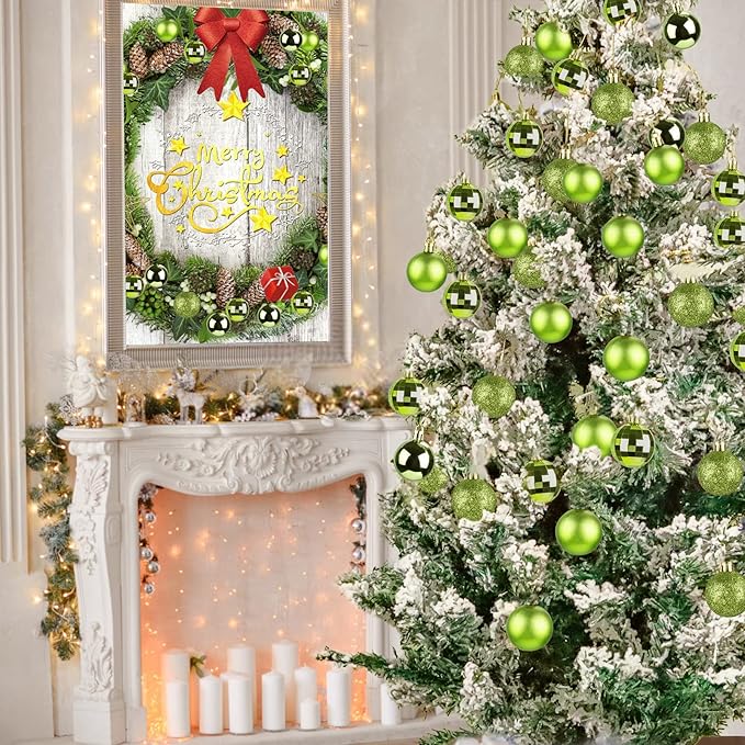 Aitsite 24ct Christmas Tree Ornaments Set 1.57 inches Mini Shatterproof Holiday Ornaments Balls for Christmas Decorations（DarkGreen）