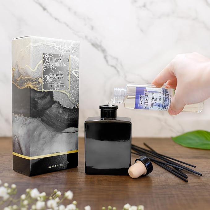 Urban Naturals Reed Diffuser Oil Refill Lavender Cedarwood with Warm Wood, Spa-Inspired Notes 8 oz + Free Reed Sticks, Made in The USA