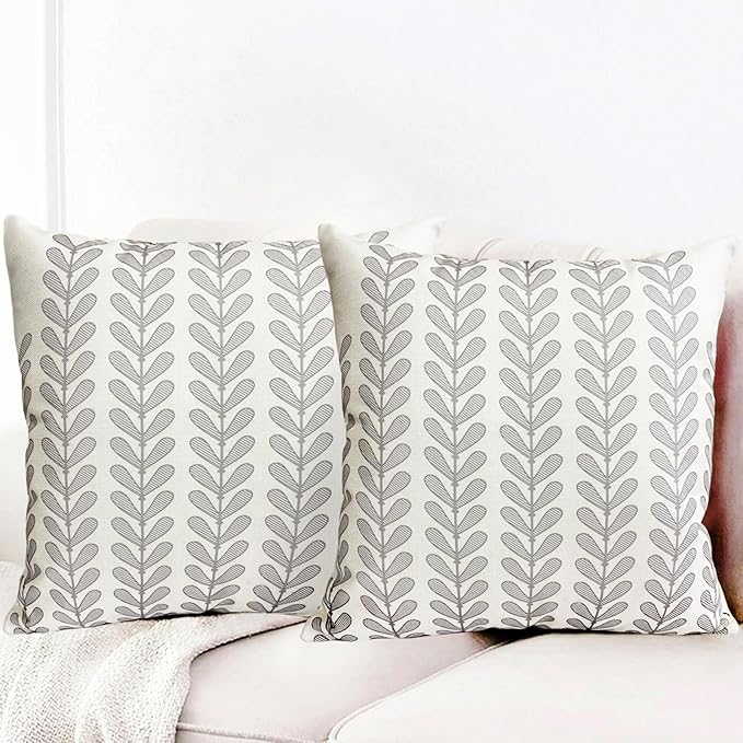 Decorative Throw Pillow Covers Set of 2 Light Gray Pillow Covers 18x18 Inch Throw Pillow Cover Linen Pillowcase Modern Boho Farmhouse Outdoor Pillow Covers for Couch Sofa Bed Living Room