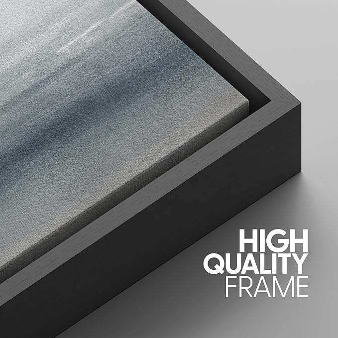 SIGNWIN Framed Canvas Print Wall Art Set Serenity Seascape Soft Blue Ocean Views Modern Art Decorative Rustic Calm/Zen for Living Room, Bedroom, Office - 16"x24"x3 Black