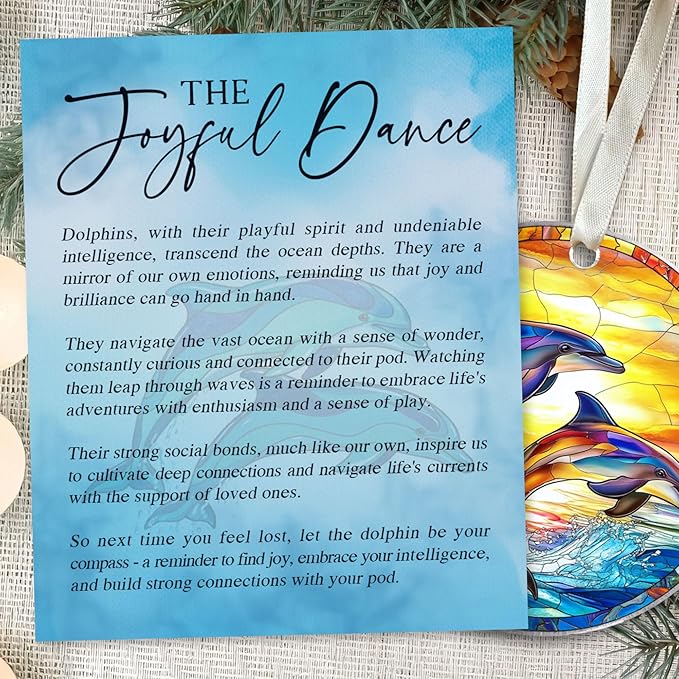 Dolphin Ornaments for Christmas Tree - Dolphin Ornament - Coastal Gifts for Women, Men - Coastal Christmas Ornaments for Tree - Acrylic Ornament 2025 & Card