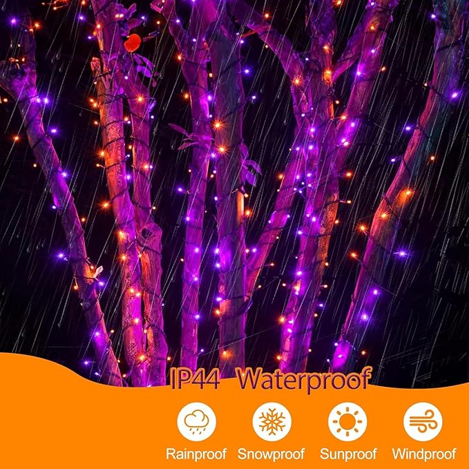 Halloween String Lights Plug in,33FT 100 LED String Lights with 8 Modes & Timer, Halloween Decorations for Party Carnival Supplies, Outdoor Indoor Yard Garden Decor,Orange