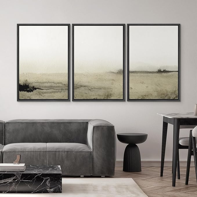 SIGNWIN Framed Canvas Print Wall Art Set Sepia Mountain Forest Environment Nature Wilderness Photography Modern Art Rustic Landscape Relax/Calm for Living Room, Bedroom, Office - 24"x36"x3 Black