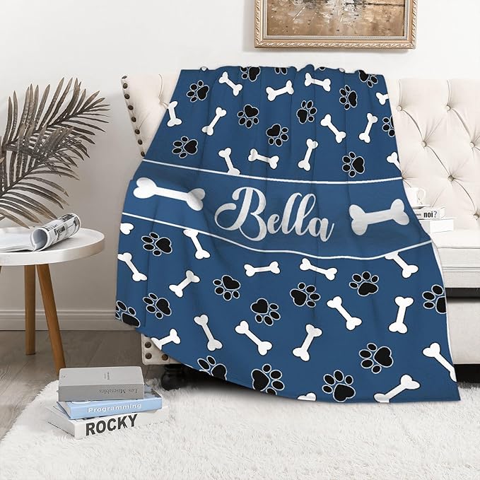 Custom Dog Blankets with Pictures Custom Name Blanket for Pets Customized Pet Photo Blanket Pet Lover Gifts,The Lightweight Blanket All-Season 80"x60"for Adult