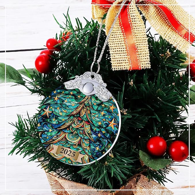2025 Christmas Ornament, Suncatcher Mystery Christmas Tree Ornament, Unique 2025 Xmas Ornaments for Christmas Tree, Trending Christmas Ornaments 2025, Colorful Glass-Style Holiday Decoration
