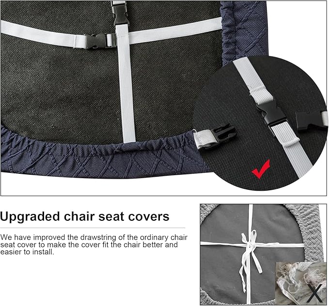 Genina Waterproof Seat Covers for Dining Room Chairs Covers Dining Chair Cover Kitchen Chair Covers (Navy Blue, 6 Pcs)