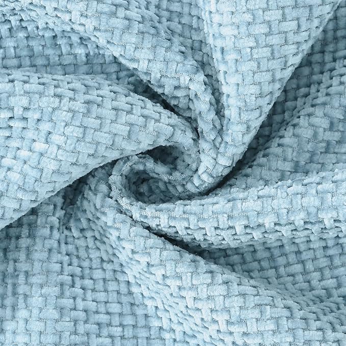 MADIZZ Chenille Velvet Throw Pillow Covers with Flange Set of 2 Super Soft Boho Textured Pillow Covers Decorative Throw Pillowcases Modern Farmhouse Home Decor for Sofa Bedroom Light Blue 24x24 Inch