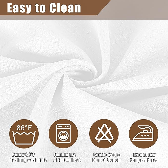 Fitable Faux Linen White Tablecloths for Rectangle Tables - 90 x 132 Inch - 6 Pack Fabric Textured Washable Table Clothes Floor Lenghth Table Covers for Wedding, Party, Banquet, Birthday