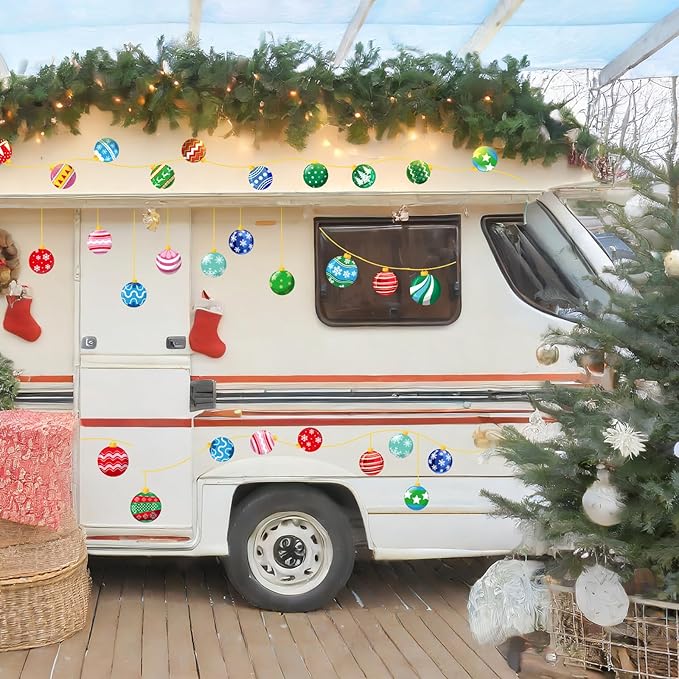 Cinrobiye 9 Sheets Christmas Snowball Window Clings Winter Christmas Car Refrigerator Decorations Stickers Door Window Seasons Decals for Holiday Xmas Christmas Home Kitchen Living Room