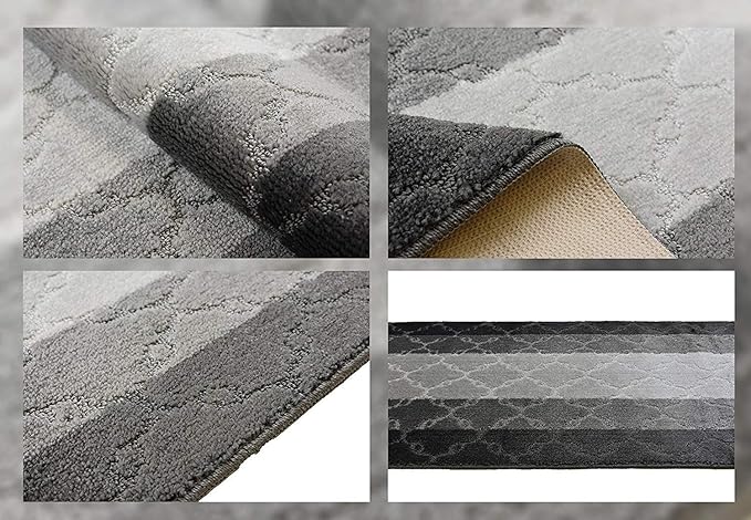 Custom Size Hallway Runner Rug, Slip Resistant, 26 Inch Wide X Your Choice of Length, Trellis Anthracite, 26 Inch X 27 feet