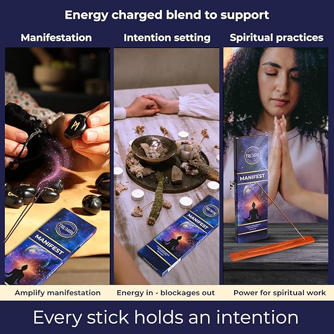 Manifest Incense Sticks - Pack of 100 Insence-Sticks - Made with Natural Raw Ingredients - Manifestation Insense Indian Spiritual Agarbatti Non Toxic Incents