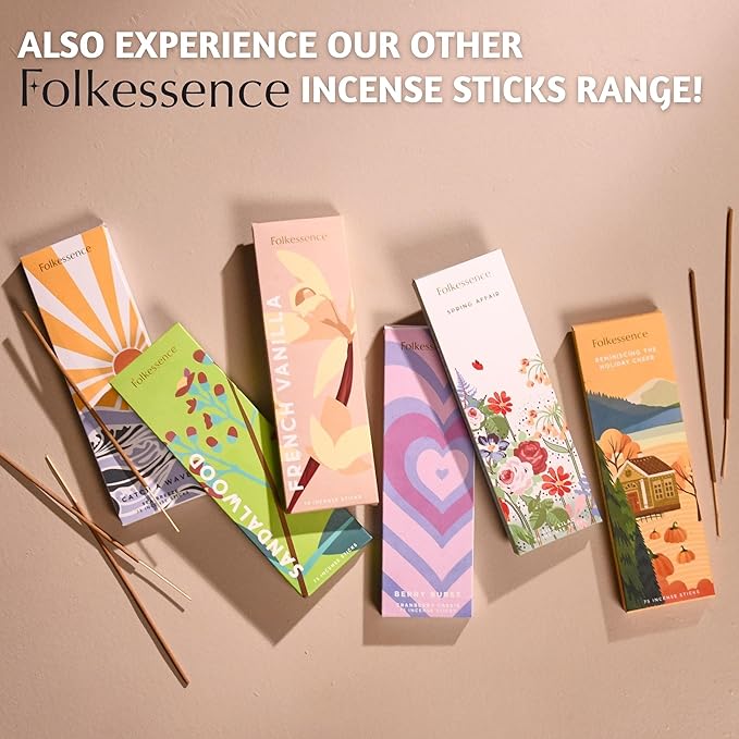 Folkulture Incense Sticks (75 Sticks) |8" Premium Sandalwood Incense Sticks for Calming,Aromatherapy, Stress Relief Gifts|No Charcoal,Organic,Non Toxic, 45 Mins, Long Burning Insence-Sticks