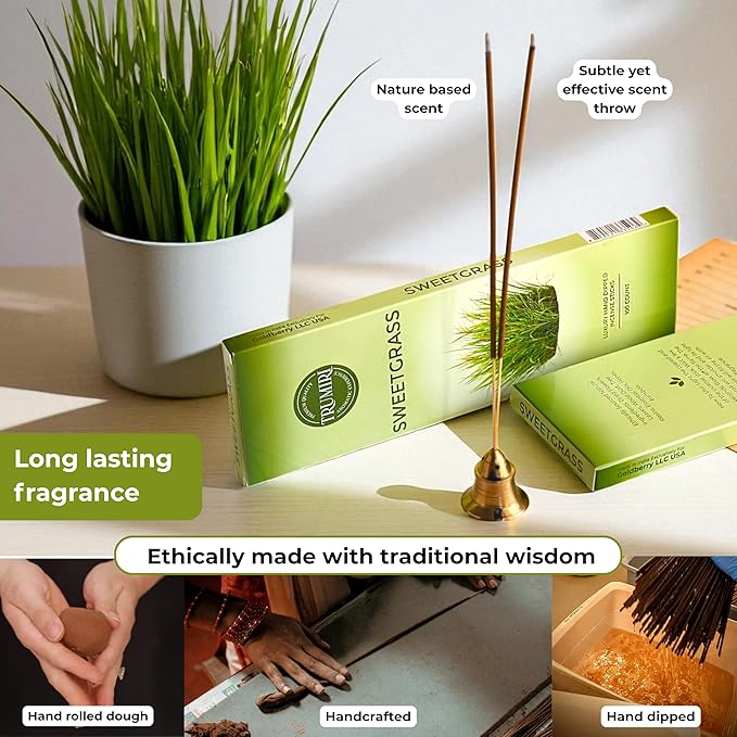 Sweetgrass Incense Sticks - Pack of 100 Inscents-Sticks - Made with Non Toxic Insence Ingredients - Scented Incienso Spiritual Insense Natural Agarbatti Incents