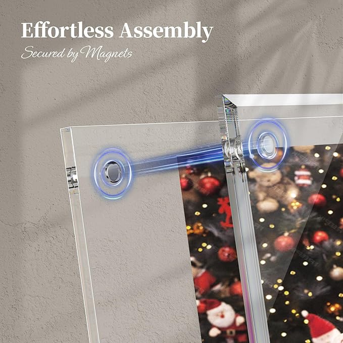 NIUBEE 4x6 Picture Frame, Acrylic Clear Photo Frame with Magnets for Tabletop Display, 4 Pack