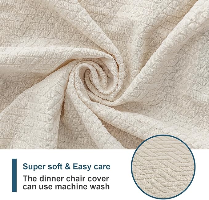 Genina Waterproof Seat Covers for Dining Room Chair Covers Waterproof Dining Chair Covers (2 PCS-Rear-gapped, Beige)