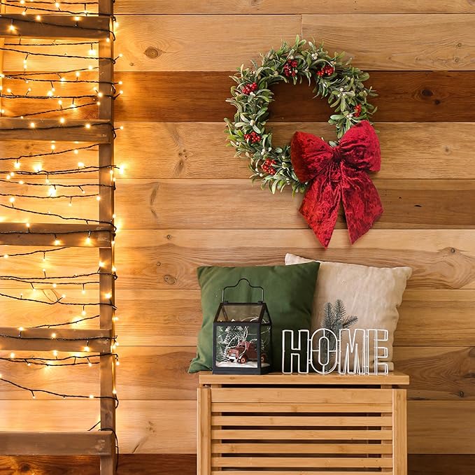 KI Store Burgundy Large Plush Velvet Bows Set of 2 12-Inch Christmas Bow Tree Topper for Christmas Tree Decoration Door Window Decor