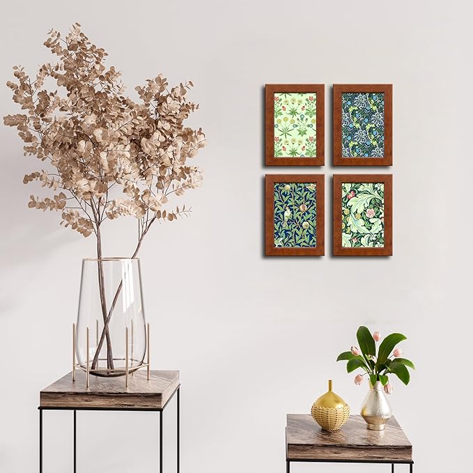 4x6 Picture Frame Set of 4 Made of Solid Wood Photo Frame with Real Glass for Pictures 4x6 Without Mat, Wall Mount or Tabletop Gallery Photo Frames, Brown