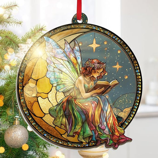 GEEMBI Christmas Fairy Gifts for Women - Suncatcher Christmas Ornaments 2025 for Tree Decorations - Fairy Ornaments, Fantasy Gifts for Book Lovers Readers Women, A Gift for Book Lovers, Fantasy Decor
