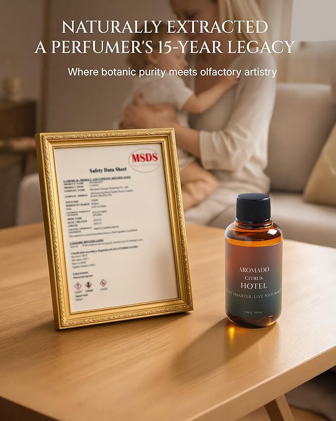 Aromadd Citrus Hotel Scents Diffuser Oil The Hotel, Luxury Essential Oils for Waterless Diffuser, Aromatherapy Hotel Diffuser Oil for Home & Office, Long-Lasting - 3.38 fl oz (100 mL)