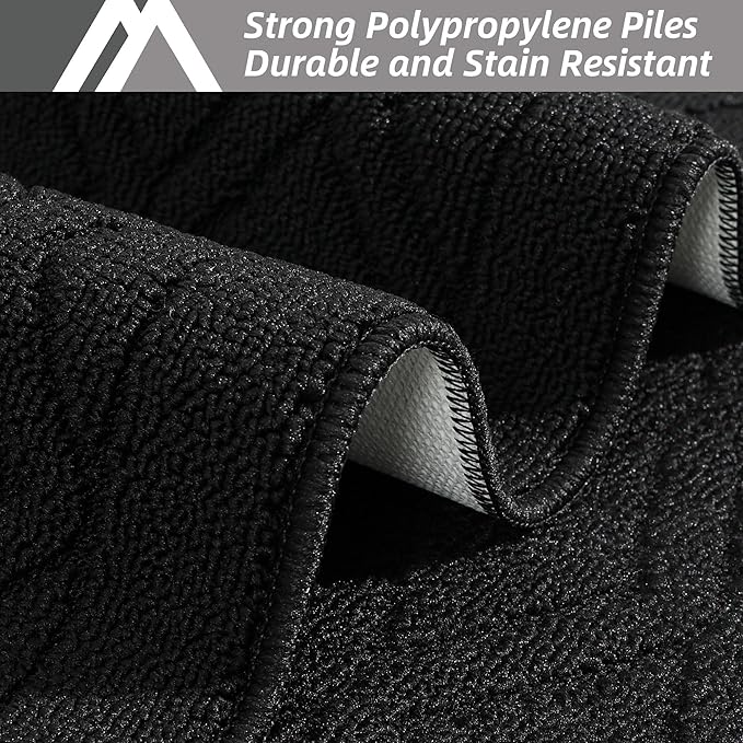 COSY HOMEER-Kitchen-Rugs-Non-Slip-Washable 24"x60" Absorbent Kitchen Runner Rugs Polypropylene Kitchen Mats for Floor,Sink Mat,Hallway,Laundry,Black