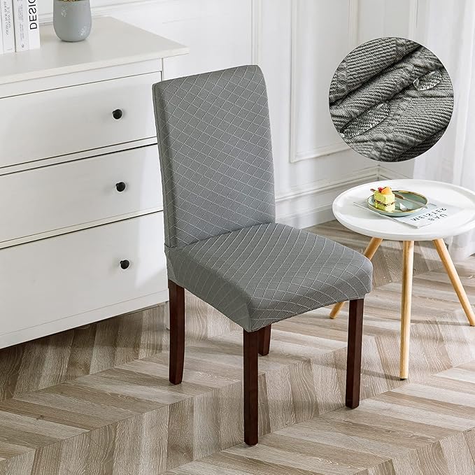 Genina Waterproof Chair Covers for Dining Room Dining Chair Covers Kitchen Parsons Chair Covers (Gray, 2 PCS)