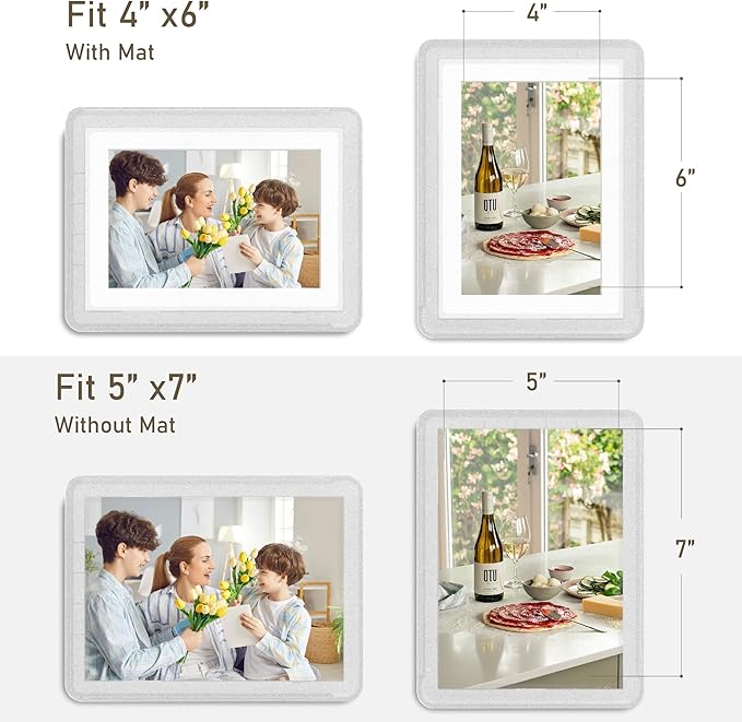 Crystal 5x7 Picture Frame with Acrylic Front 1 Pack, ABS Frame for 5x7 or 4x6 Photos, Shatterproof UV-Resistant Tabletop Photo Frame, Vertical/Horizontal Display for Home Décor