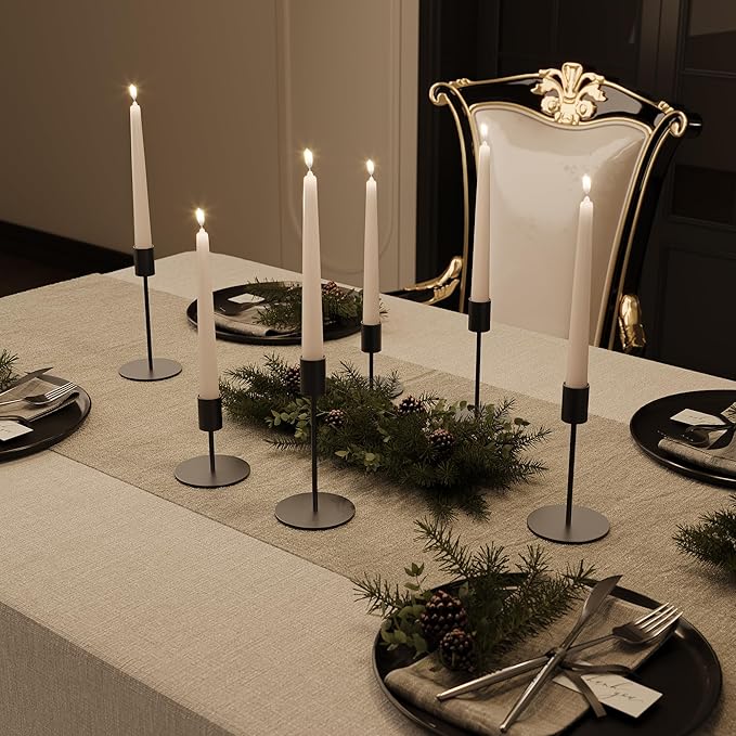Set of 6 Black Taper Candle Holders Candlestick Holders, Decor Candle Stick Candle Holder for Table or Mantel Centerpiece, Wedding, Dinning, Party Home Decor