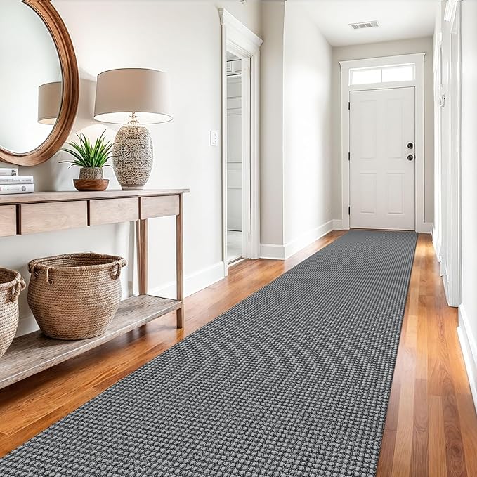 EARTHALL Runner Rug 3x14 Ft Washable Runners for Hallways Extra Long Woven Non Slip Entryway Runner Braided Kitchen Runner Indoor Outdoor Carpet Runners for Stair, Hall, Foyers, Dark Gray