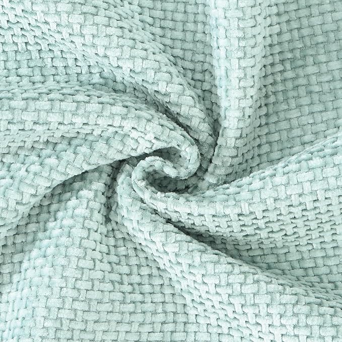 MADIZZ Chenille Velvet Throw Pillow Covers with Flange Set of 2 Super Soft Boho Textured Pillow Covers Decorative Throw Pillowcases Modern Farmhouse Home Decor for Sofa Bedroom Aqua Green 12x20 Inch