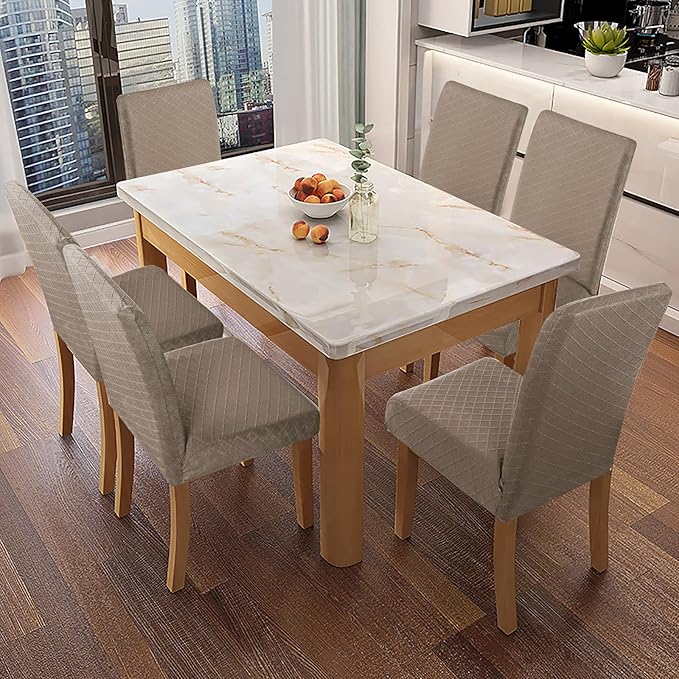 Genina Waterproof Chair Covers for Dining Room Dining Chair Covers Kitchen Parsons Chair Covers (Taupe, 4 PCS)