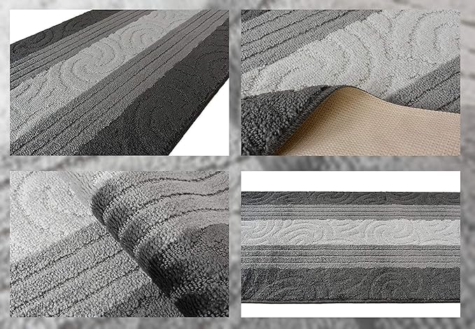 Custom Size Hallway Runner Rug, Slip Resistant, 26 Inch Wide X Your Choice of Length, Scroll Anthracite, 26 Inch X 33 feet