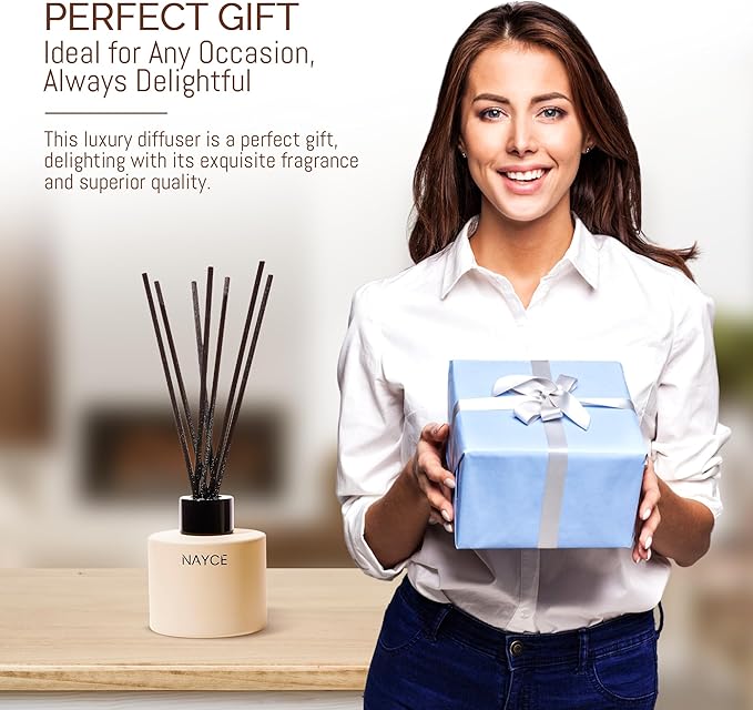 Nayce Luxury Reed Diffuser - Lavender Limoncello - Aromatherapy Essential Oil Diffuser Sticks - Hand-Poured in USA - Reed Diffusers for Home, Bathroom, Bedroom, Office Decor, Housewarming Gifts