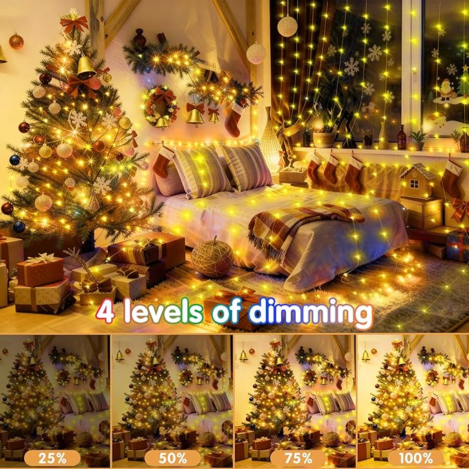 KNONEW 532FT Outdoor Christmas Fairy Lights Plug in,1600 LED String Lights Outdoor Waterproof 8 Modes Memory Times for Wedding Bedroom Walls Garden Trees Decoration(Warm White)
