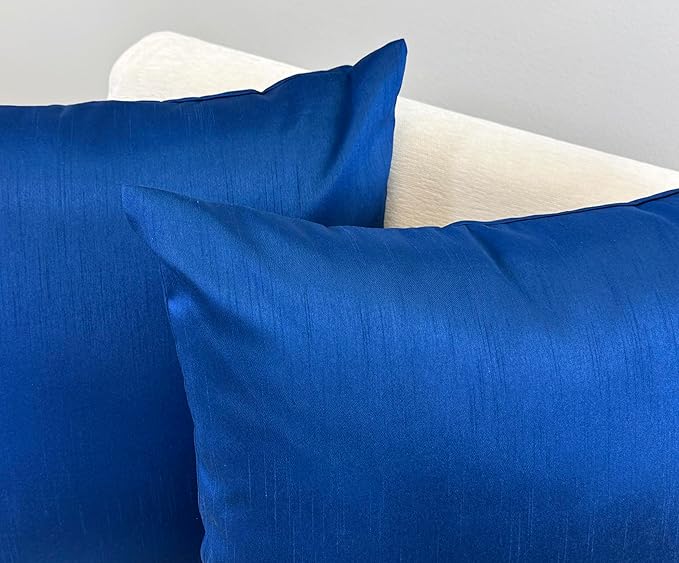 Aiking Home 24x24 Inches Faux Silk Square European Shams, Zipper Closure, Royal (Set of 2)