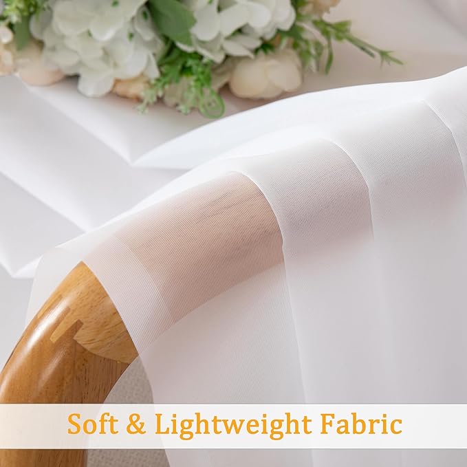 Gwine Sheer Curtains 2 Panels Set for Living Room, Rod Pocket Voile Lightweight Bedroom Curtains, White Light Filtering Solid Window Sheer Panels, Each 42" Wx78 L