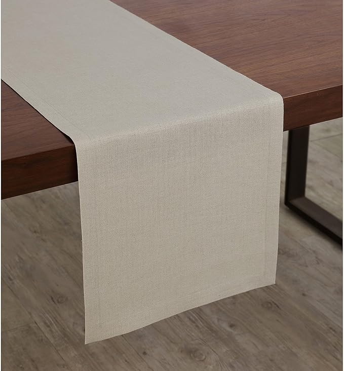 Solino Home Linen Natural Table Runner 108 Inches Long - 100% Pure Linen Dining Table Runner 14 x 108 Inch for Spring, Easter - Diana Medium Weight