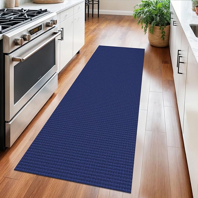 Braided Runner Rug 2x5 Ft Washable Runners for Hallways Kitchen Runner Rug Rubber Backed Cotton Entryway Runner Indoor, Woven Floor Carpet for Hall Kitchen Bedroom, Royal Blue/Navy