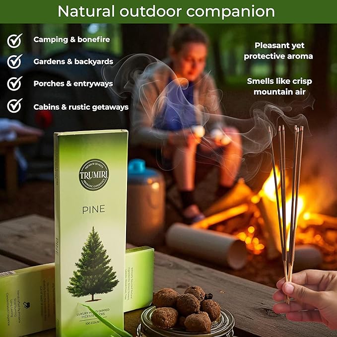 Pine Incense Sticks - Bulk Pack of 100 Insence-Sticks - Made with Natural Pino Oil - Scented Incienso Aromaticos Non Toxic Inscent Insense